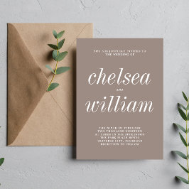 True Simplicit 2 Taupe Simple Minimalist Bröllop Inbjudningar