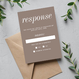 True Simplicit 2 Taupe Simple Minimalist Bröllop OSA Kort