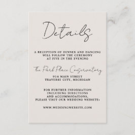 True Simplicit 3 Beige & Black Minimalist Bröllop Tilläggskort