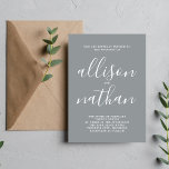 True Simplicit Stone Script Minimalist Bröllop Inbjudningar<br><div class="desc">Den här enkla och vackra bröllopsinbjudan är perfekt för minimalisterna i oss alla! Kontakta mig om du vill ha hjälp med att anpassa textdelen av bröllopsinbjudan.</div>