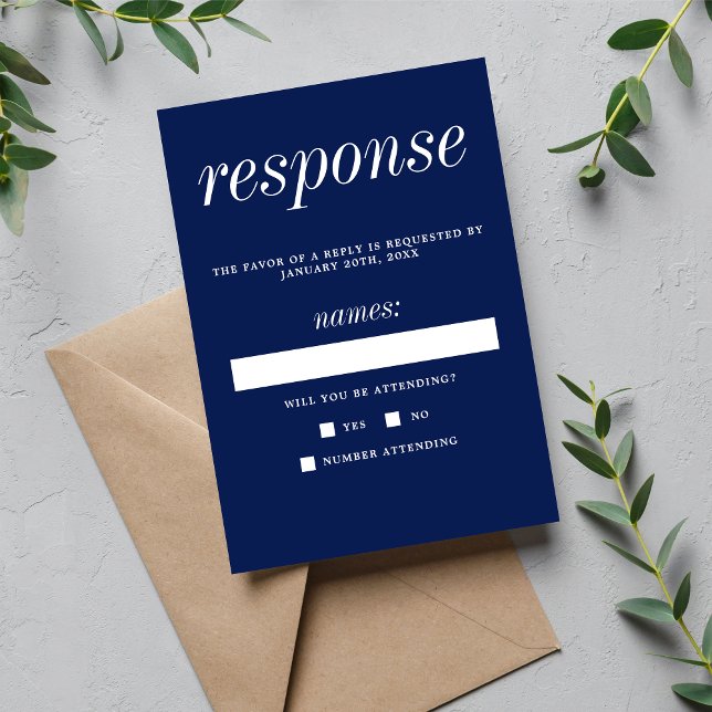 True Simplicity 2 bläckblå minimalistisk bröllop OSA Kort (Skapare uppladdad)