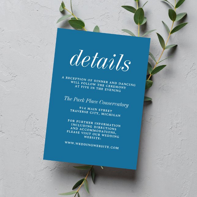 True Simplicity 2 Winter Blue Minimalist Wedding Tilläggskort (Skapare uppladdad)