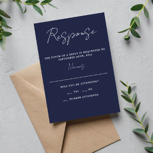 True Simplicity 3 Script Minimal Mörk Navy Bröllop OSA Kort