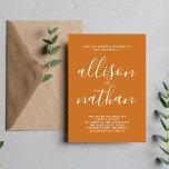 True Simplicity Pumpkin Script Minimalist Bröllop Inbjudningar<br><div class="desc">Den här enkla och vackra bröllopsinbjudan är perfekt för minimalisterna i oss alla! Kontakta mig om du vill ha hjälp med att anpassa textdelen av bröllopsinbjudan.</div>