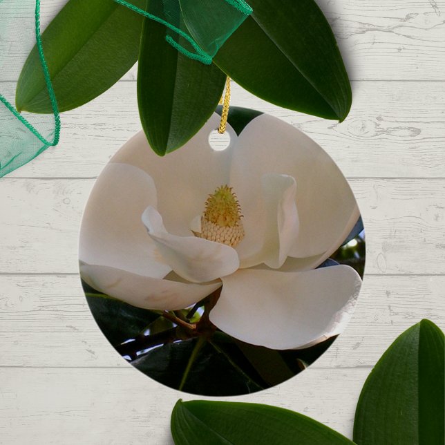 True Southern Magnolia Bloom Julgransprydnad Keramik (Skapare uppladdad)