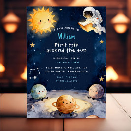 True Space Första Resan Runt Solen 1-årsdag Inbjudningar