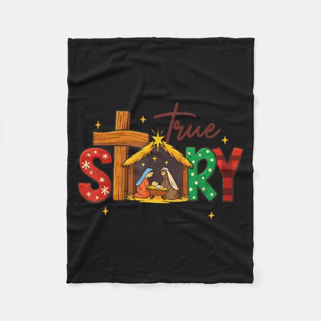 True Story Christian Christmas Family Pajamas Pjs  Fleecefilt (Framsidan)