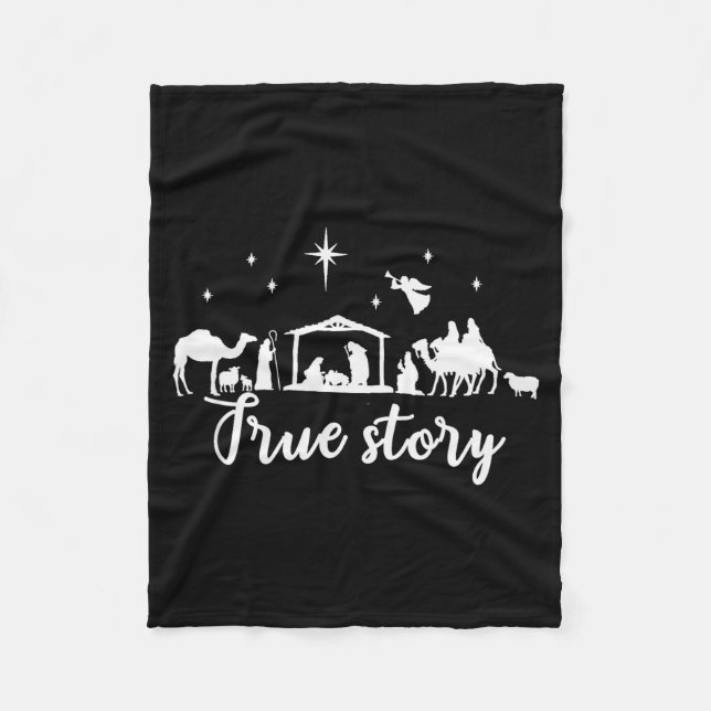 True Story Christmas Gift Religious Nativity Scene Fleecefilt (Framsidan)