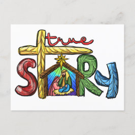 True Story Jesus Birth Manger jul Savior Chr Vykort