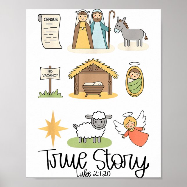 True Story Jesus Nativity Christian Christmas  Poster (Framsidan)