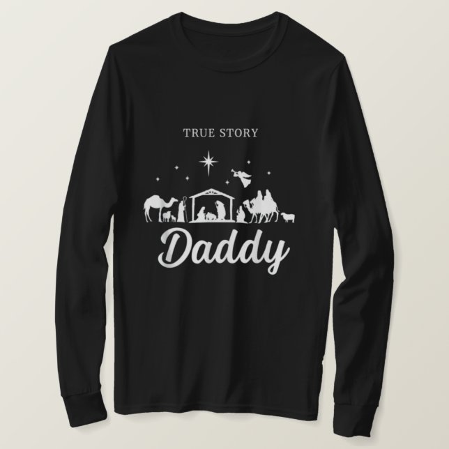 True Story Nativity Christmas Daddy Family Pajama T Shirt (Design framsida)