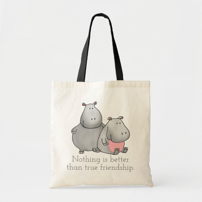 True Vänskap Hippo Tote Bag Tygkasse (Framsidan)