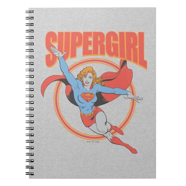 True Vintage Supergirl Flies Graphic Anteckningsbok (Framsidan)