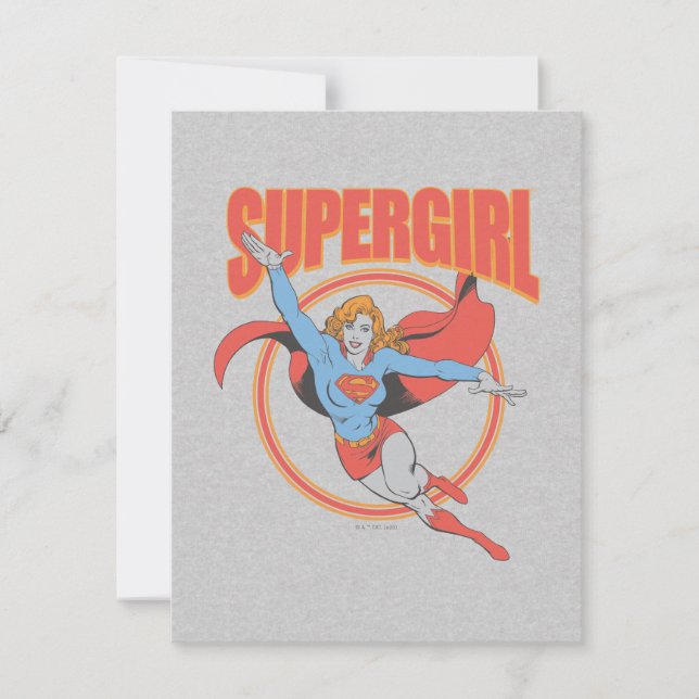 True Vintage Supergirl Flies Graphic Anteckningskort (Framsida)