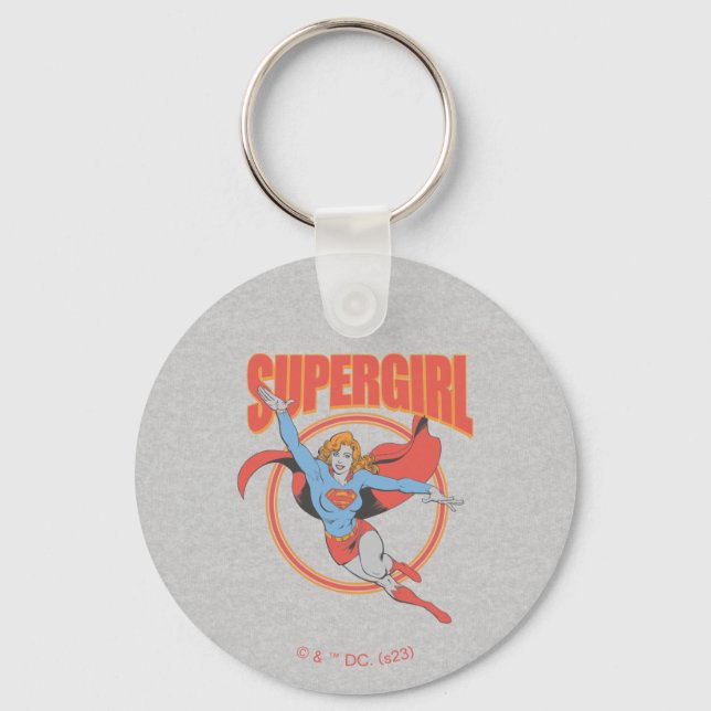True Vintage Supergirl Flies Graphic Nyckelring (Framsida)