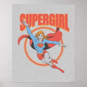 True Vintage Supergirl Flies Graphic Poster