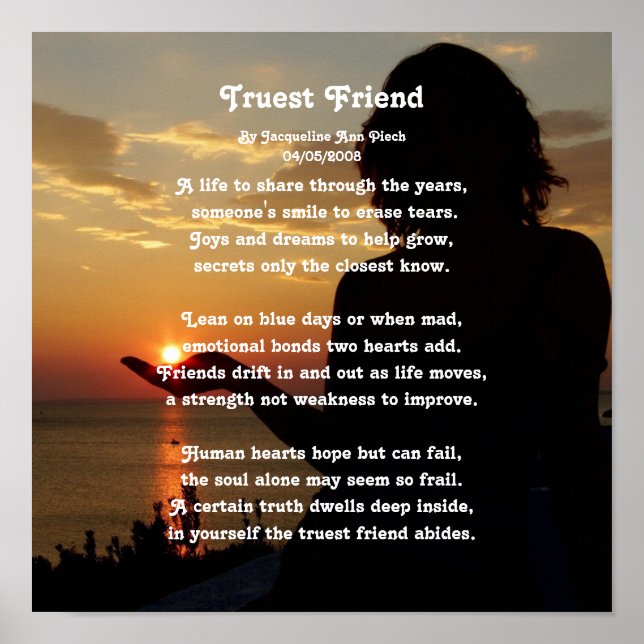 Truest Friend Poetry Poster (Framsidan)