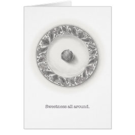 Truffle på en illustration av platta pennor hälsningskort