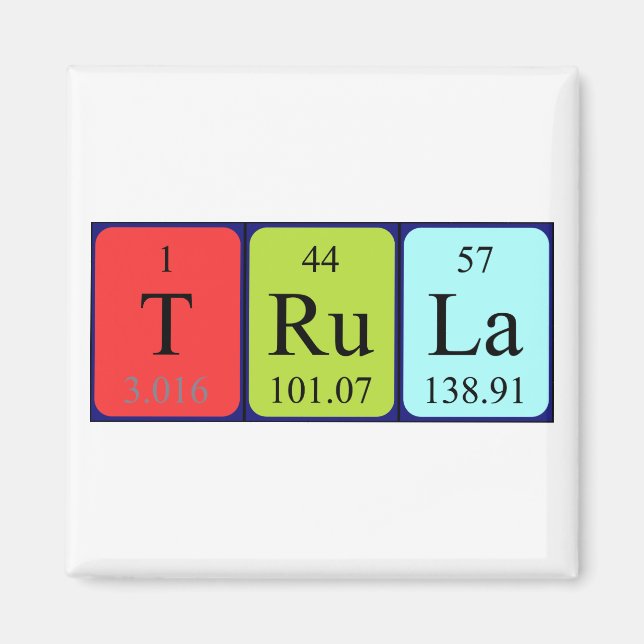 Trula periodiskt bord namn magnet (Framsidan)