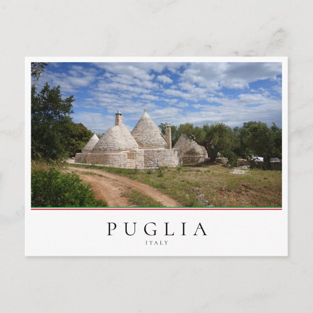 Trulli house med motorväg och trädgård i Apulien Vykort (Framsida)