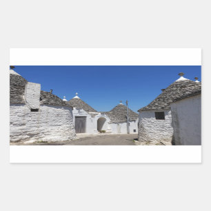 Trulli hus i Alberobello den rektangulära Rektangulärt Klistermärke