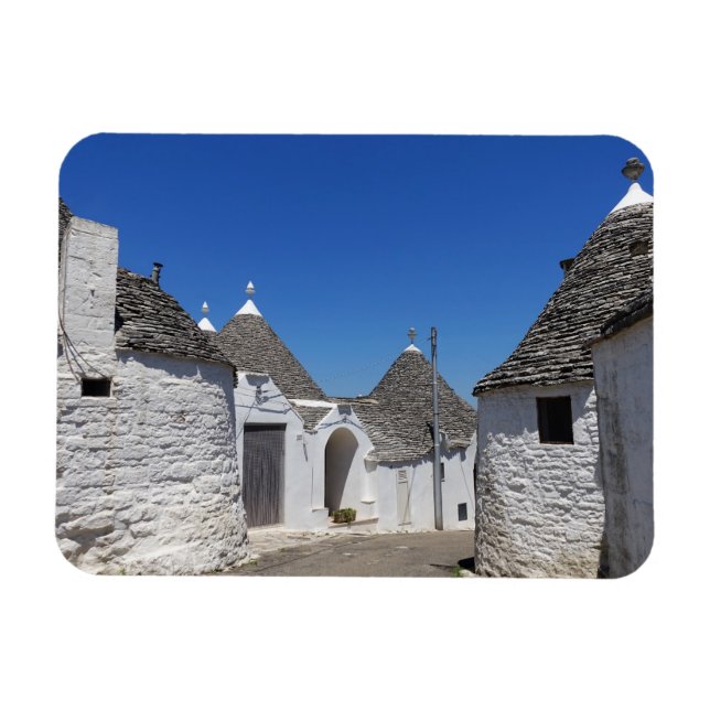 Trulli-hus i Alberobello-rektangulär magnet (Horisontell)