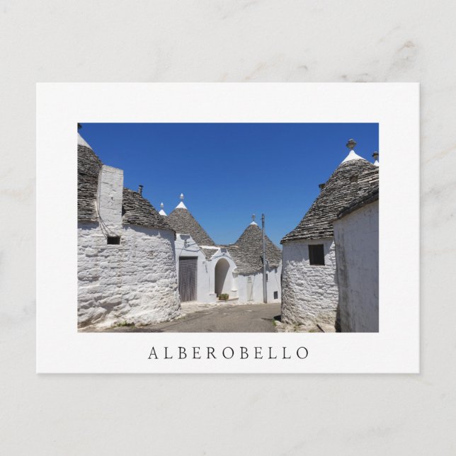 Trulli-husen, det vita vykortet Alberobello och Ap Vykort (Framsida)