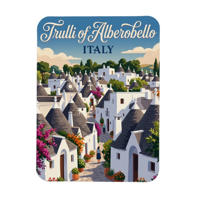 Trulli i Alberobello Italien Magnet (Vertikal)