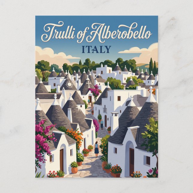 Trulli i Alberobello Italien Vykort (Framsida)