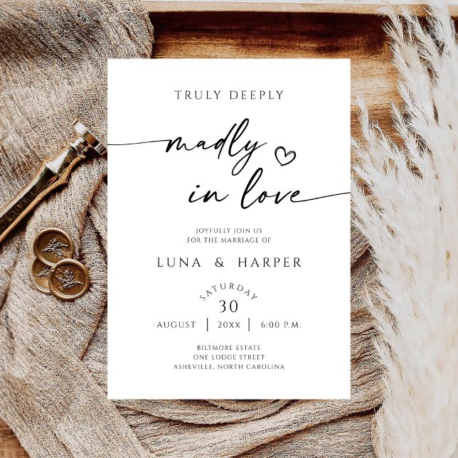 Truly Deeply Madly In Love Elegant Wedding Invite Spara Datumet (Skapare uppladdad)