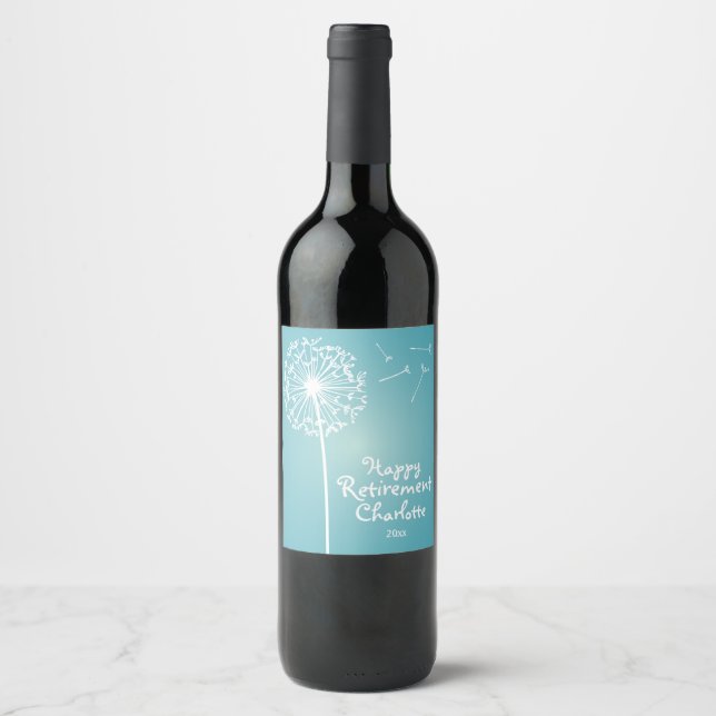 Truly Teal Dandelion, Party Vinflaska Etikett (Framsida)