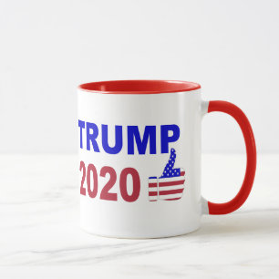 Trumf 2020 tumm upp röd vit och blått mugg