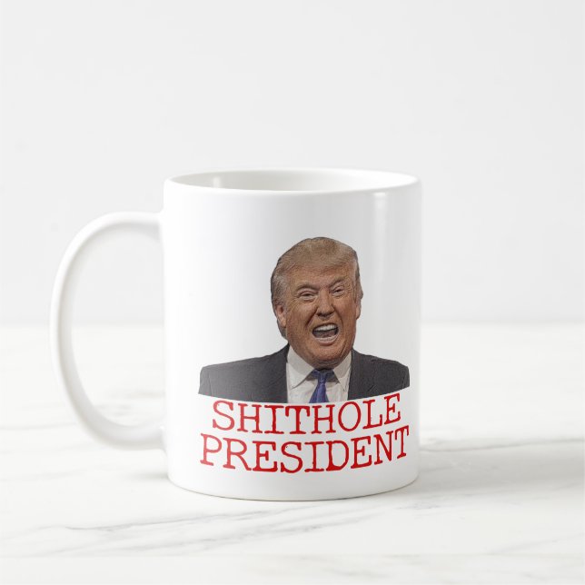 Trumf den Shithole presidenten Kaffemugg (Vänster)