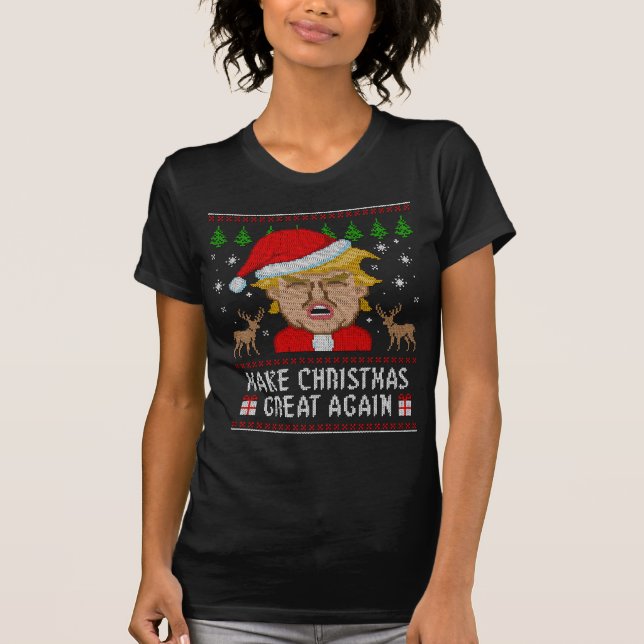Trumf gör jul den underbara igen fula tröjan t shirt (Framsida)