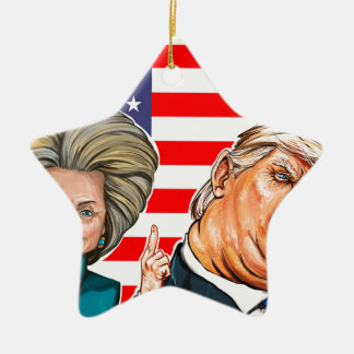 Trumf och Hillary karikatyr Julgransprydnad Keramik