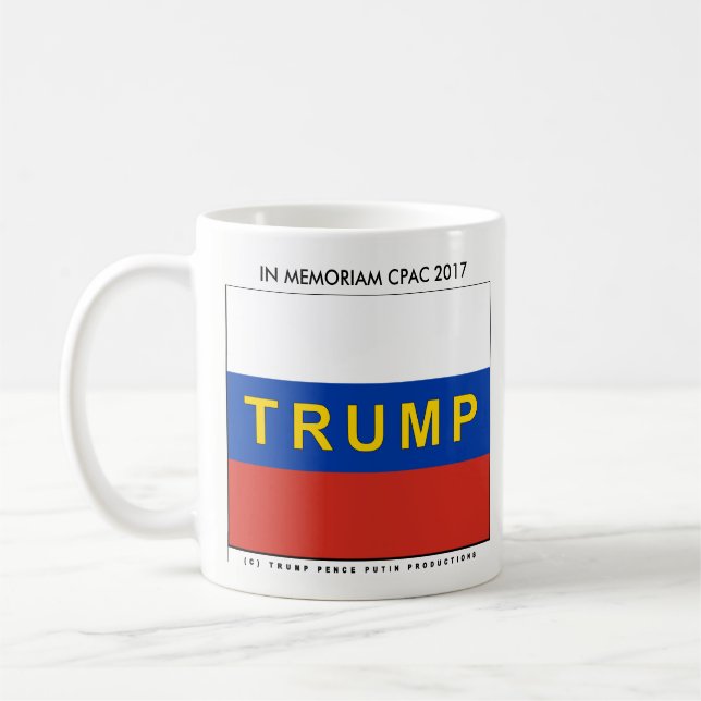 Trumf på ryska flaggaTRUMFENCENTMYNT PUTIN@CPAC Kaffemugg (Vänster)