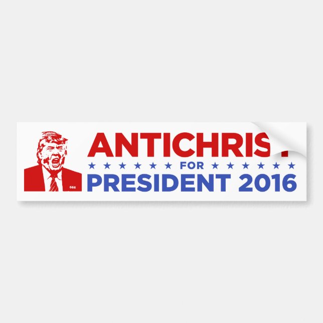 TRUMFANTICHRIST för den PRESIDENTbildekalet 2016 Bildekal (Framsidan)