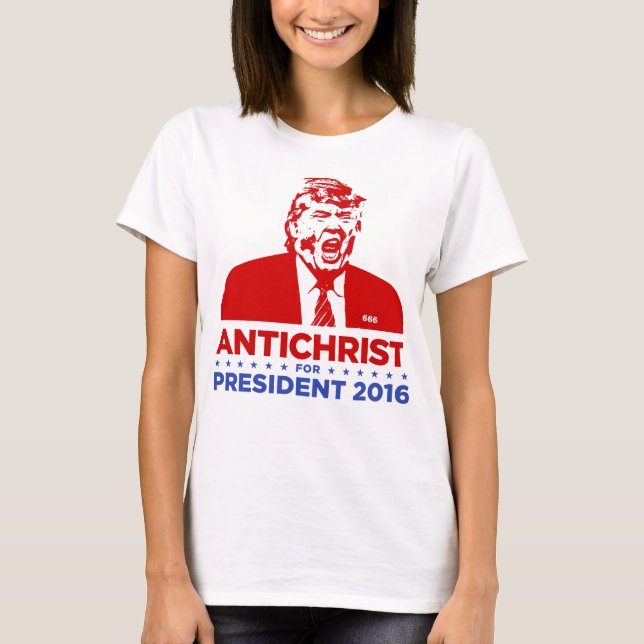TRUMFANTICHRIST för kvinna för PRESIDENT 2016 T Shirt (Framsida)
