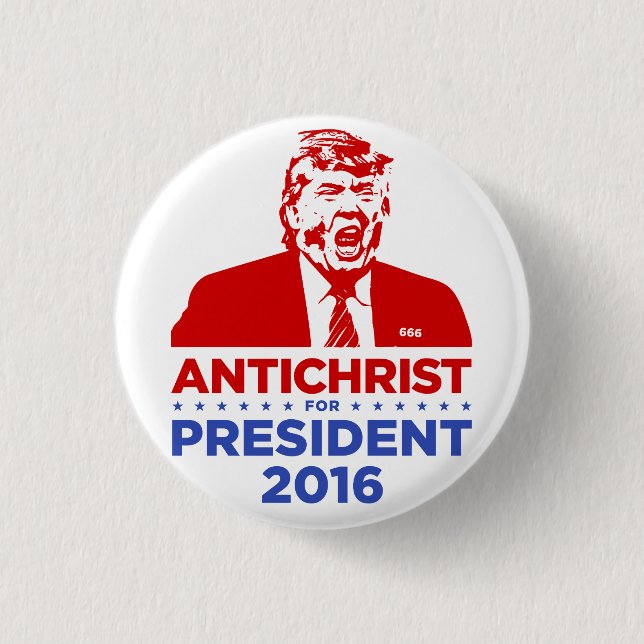 TRUMFANTICHRISTEN för runda för PRESIDENT 2016 Knapp (Framsida)
