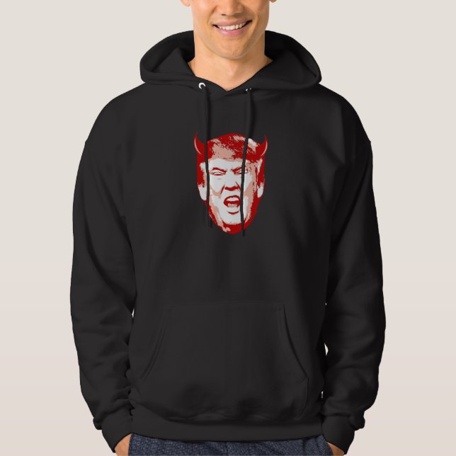 Trumfdjävulenhuvud - Anti-Trumf - Sweatshirt Med Luva (Framsida)
