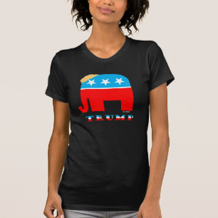 Trumfhår elefant på för röd vit- och blåttGOP T Shirt