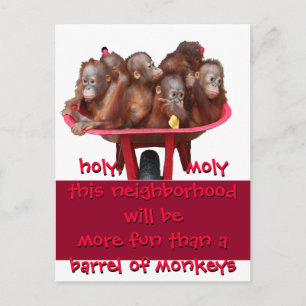 Trumma av rolig flyttaändring för apor meddelande vykort