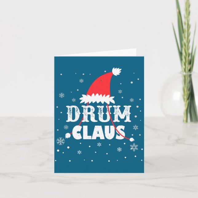 Trumma Claus Tomte jul Trumslagare Långärmad  Kort (Framsida)
