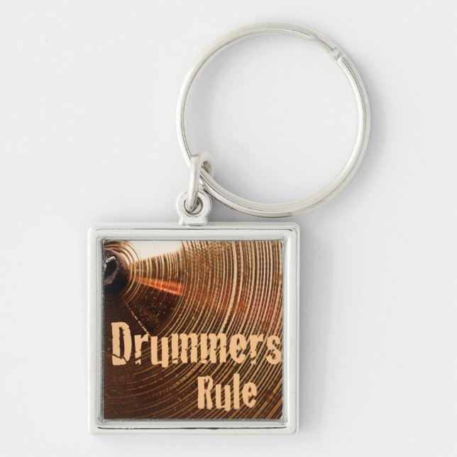 Trumma eller handelsresanden Keychain eller Fyrkantig Silverfärgad Nyckelring (Framsidan)