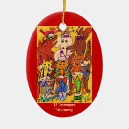 Trumma för 12 handelsresandear julgransprydnad keramik