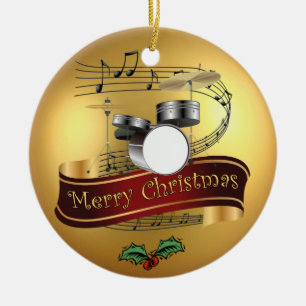 Trumma ~ för god jul för fastställd musikalisk julgransprydnad keramik