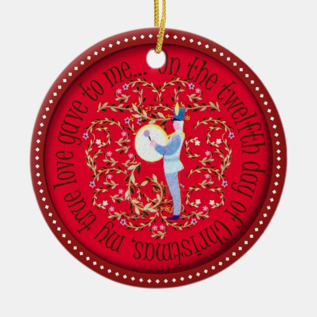 Trumma för tolv handelsresandear julgransprydnad keramik (Framsidan)