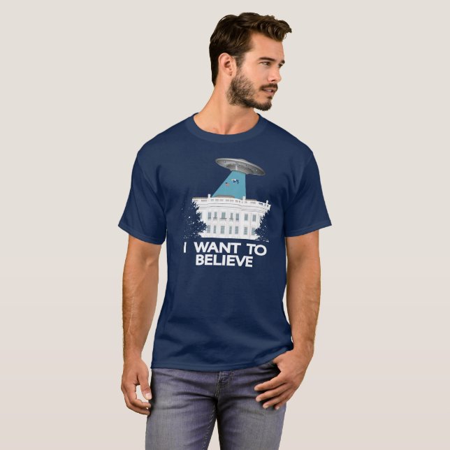 Trumma: JAG VILL ANTA FÖR UFO älskare Tee Shirt (Hel framsida)