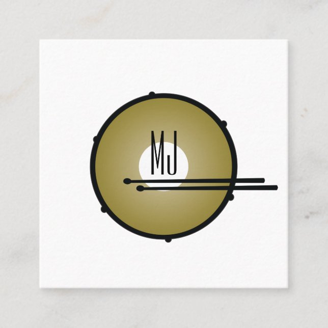 Trumma Monogram | Trumslagare Visitenkort Fyrkantigt Visitkort (Framsida)