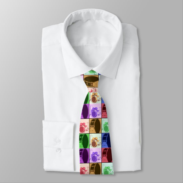 Trumma och trumma set Pop Art Necktie Slips (Bunden)